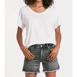 NEW ANOTHER LOVE taylor relaxed v-neck slubbed basic tee in white